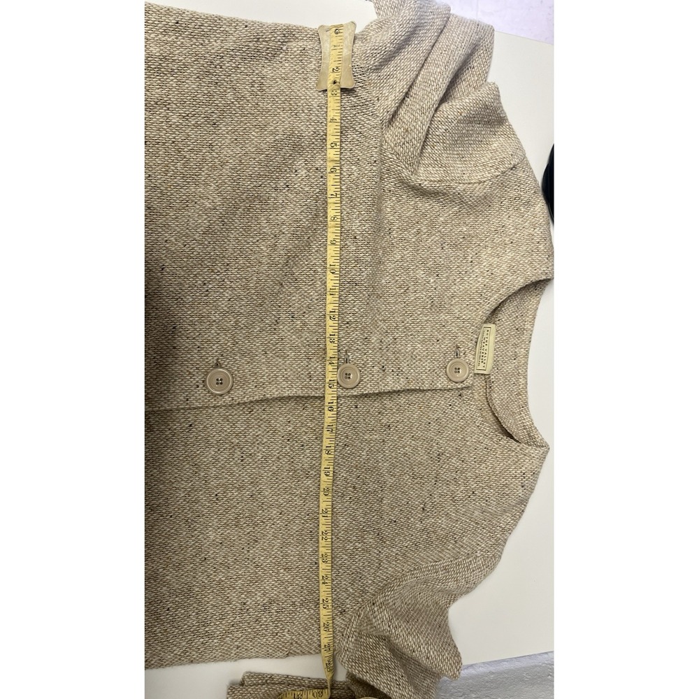 Boyne Valley Weavers Ireland Beige Tweed Jacket 2X Wool Blend Collarless Cottage - Picture 9 of 9